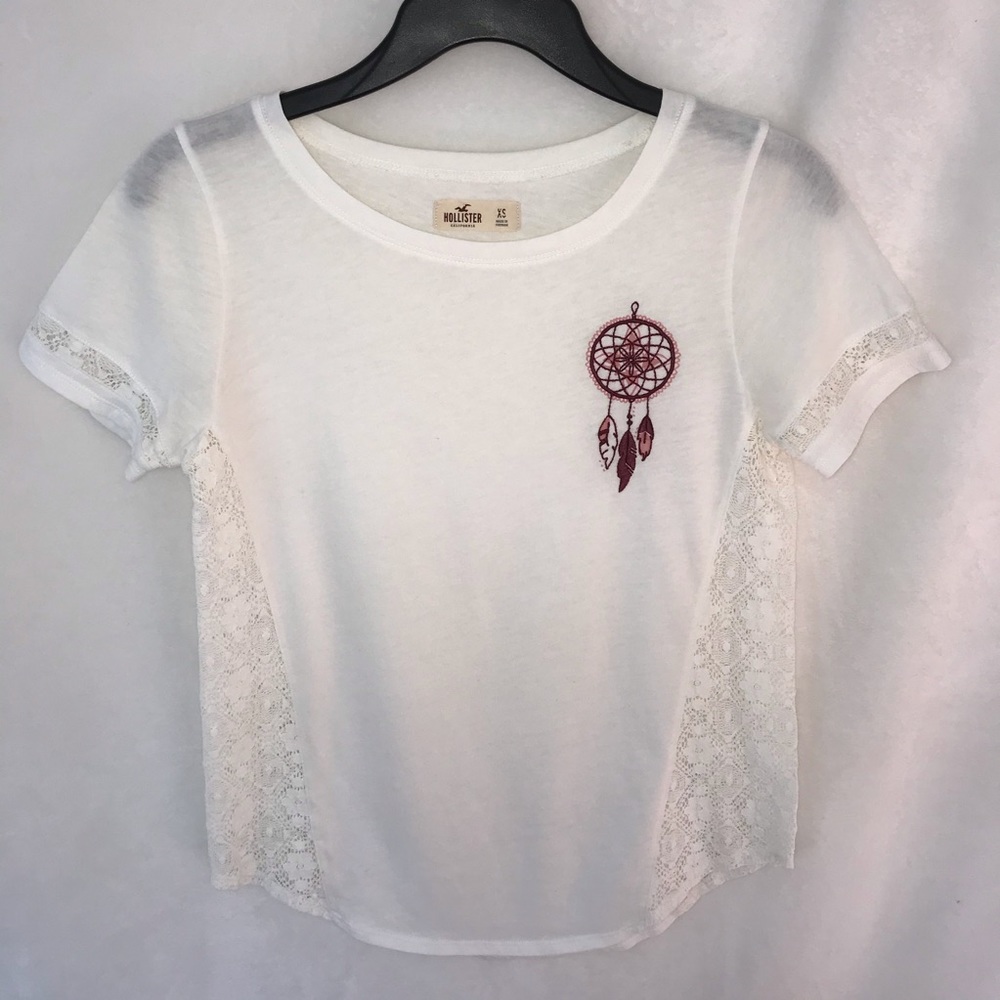 HOLLISTER White & lace tee shirt